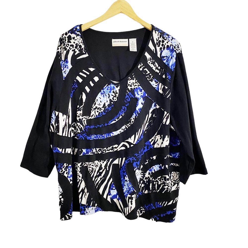 Alfred Dunner Woman Multicolor High Roller Animal Print Top, Plus Size 3X